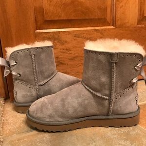 Short Grey UGG Boots with Silver Details